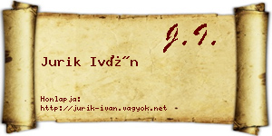 Jurik Iván névjegykártya
